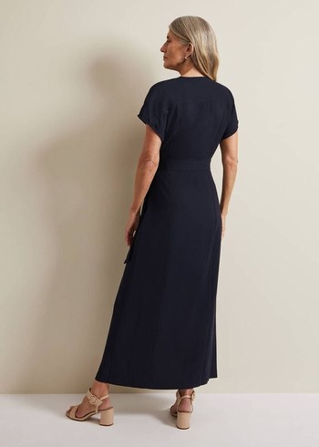 Phase Eight Liv Wrap Dress Navy Canada | AMNCDO-648